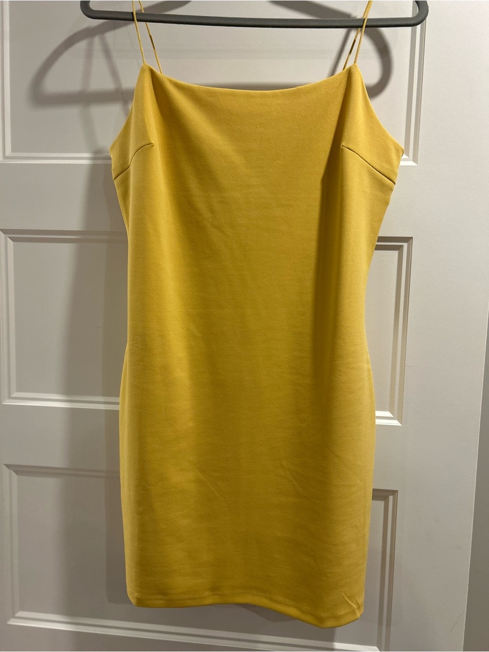 Dynamite Slim Spaghetti Strap Dress in Mustard